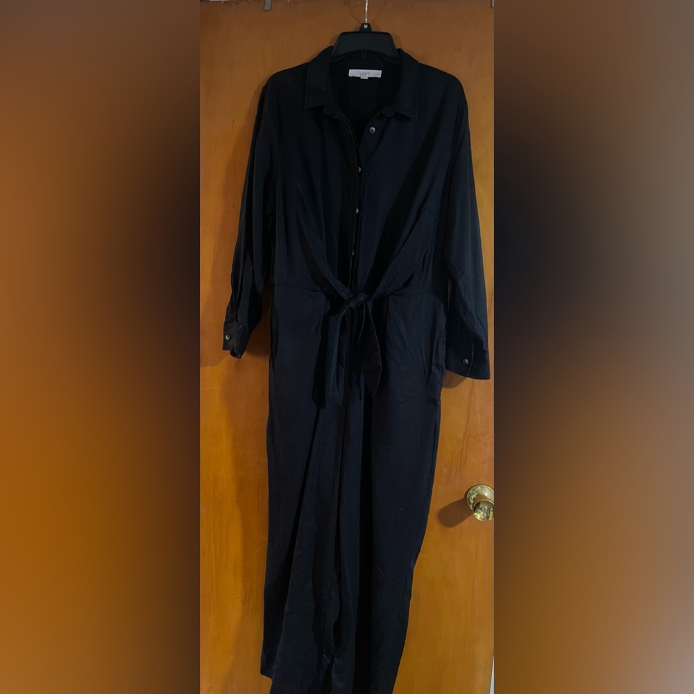 LOFT Black Long Sleeve Jumpsuit